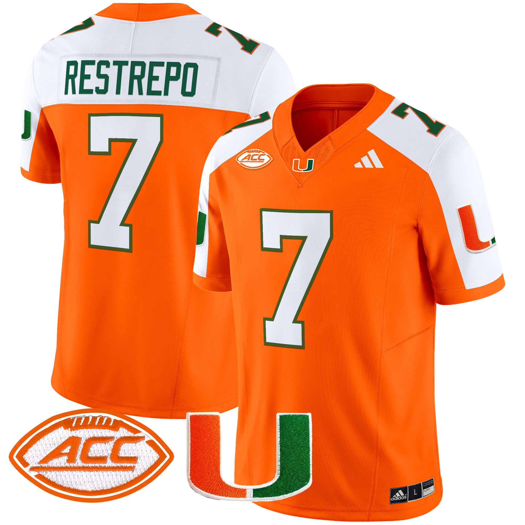 Men Miami Hurricanes #7 Restrepo Orange 2024 Vapor Limited NCAA Jersey